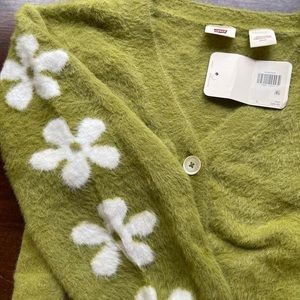 Levi's | Sweaters | Levis Nwt Audrey Daisy Floral Sleeve Sz Sm Moss Green  Super Soft Cardigan | Poshmark